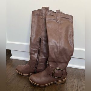 BAMBOO Brown Knee-High Leather Boots